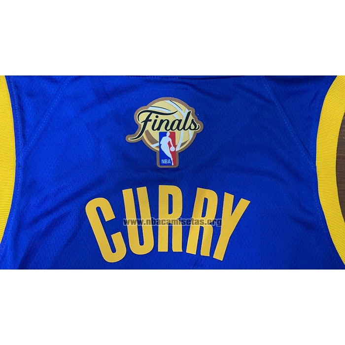 Camiseta Golden State Warriors Stephen Curry NO 30 Icon 2022 NBA Finals Azul